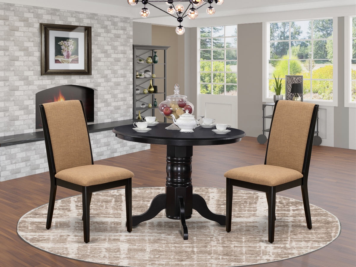 SHLA3-BLK-47 3 Piece Shelton Table & Chairs Dining Set - Light Sable & Black