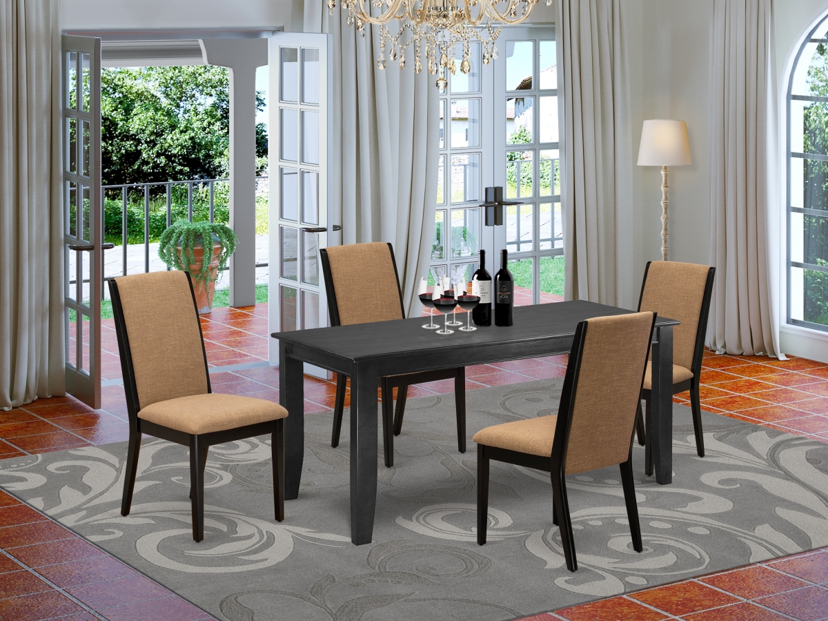 DULA5-BLK-47 5 Piece Dudley Dining Room Set - Black & Light Sable