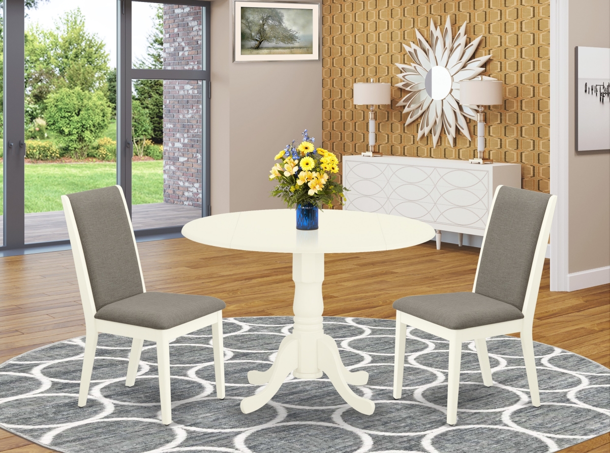 3 Piece Dublin Kitchen Dining Table Set - Shitake & Linen White