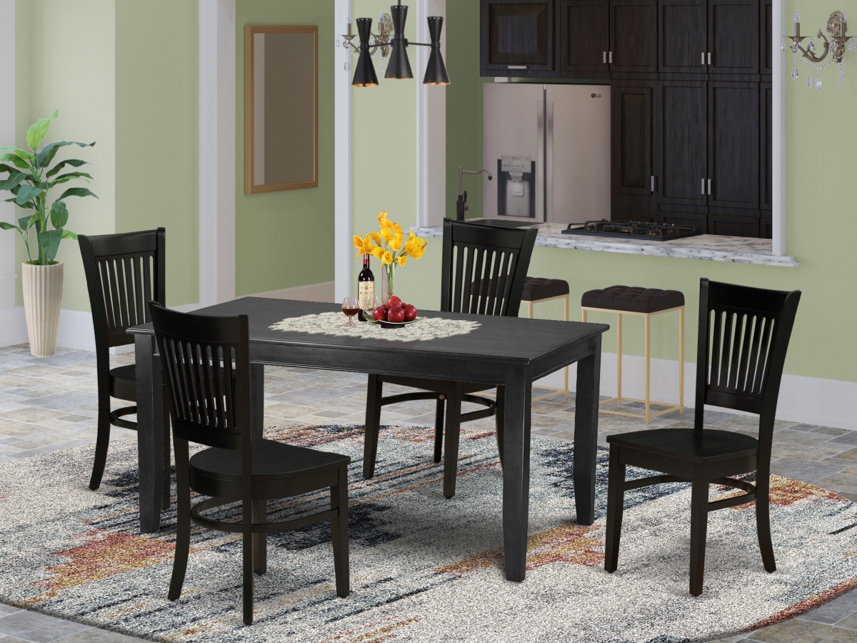 DUVA5-BLK-W 5 Piece Dudley Small Dining Table Set - Black