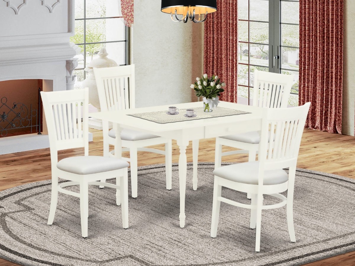 5 Piece Monza Mid Century Dining Table Set - Linen White