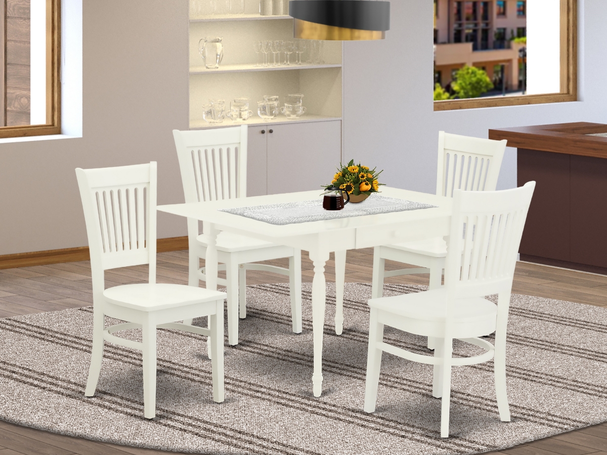 5 Piece Monza Wood Dining Table Set - Linen White