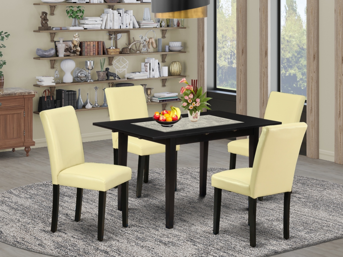 NOAB5-BLK-73 5 Piece Norfolk Rectangular Dining Table Set - Black
