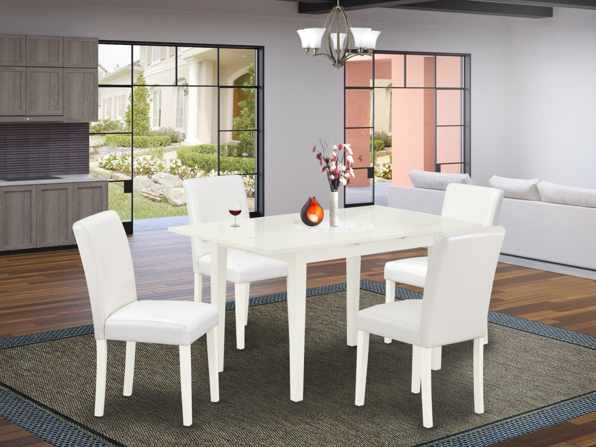 5 Piece Norfolk Mid Century Dining Table Set - Linen White