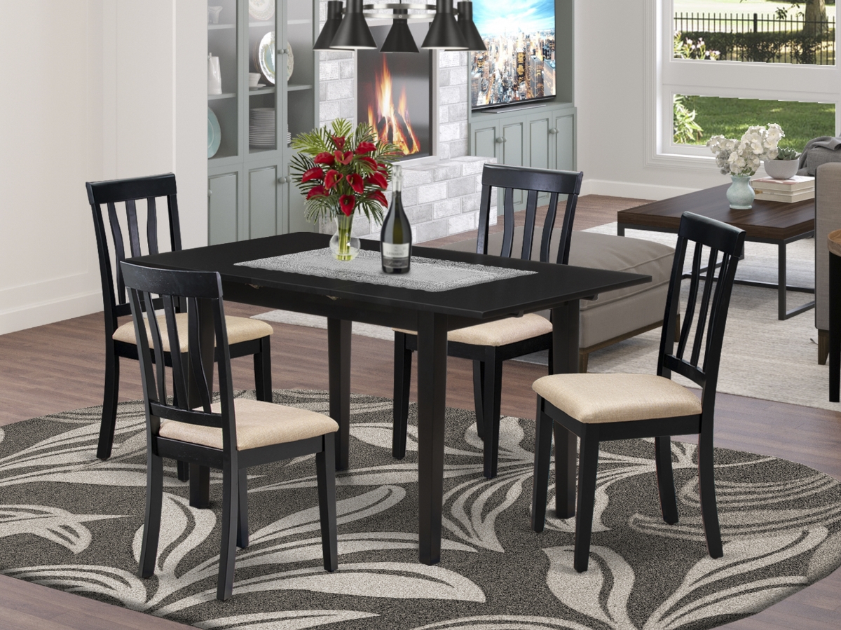 NOAN5-BLK-C 5 Piece Norfolk Rectangular Dinette Set - Black