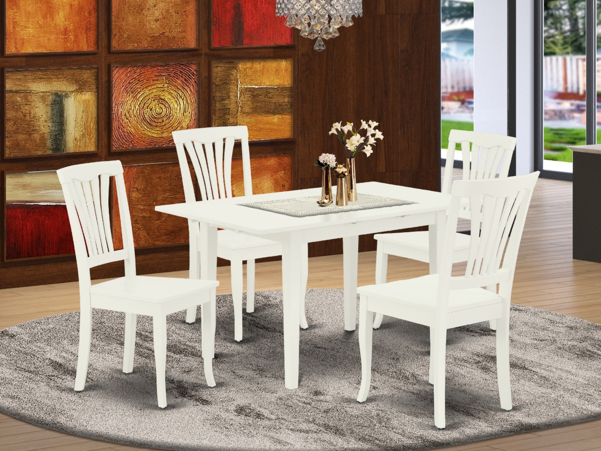 NOAV5-LWH-W 5 Piece Norfolk Rectangular Dinette Set - Linen White