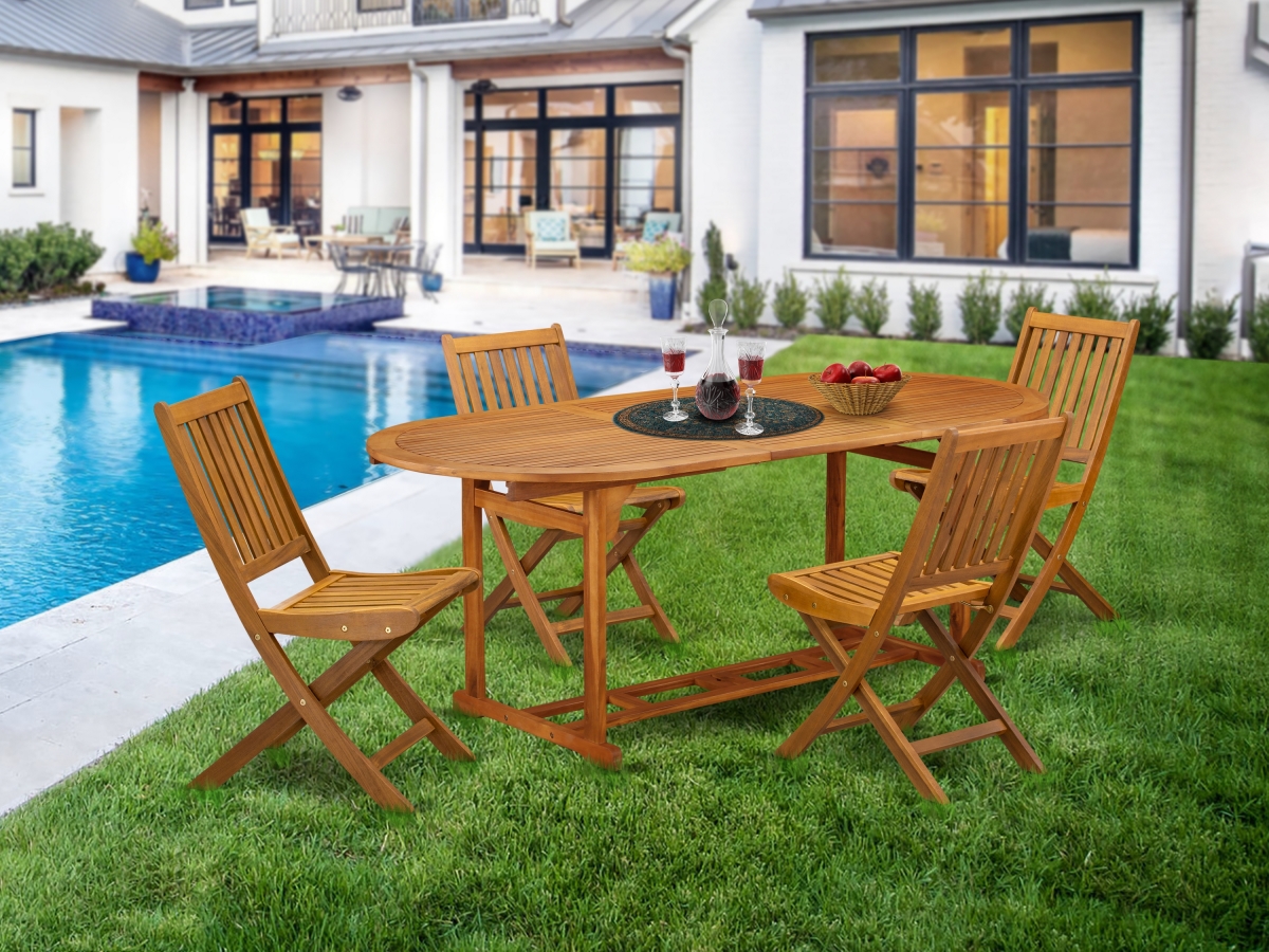 5 Piece Beasley Outdoor Table Set - Natural Oil