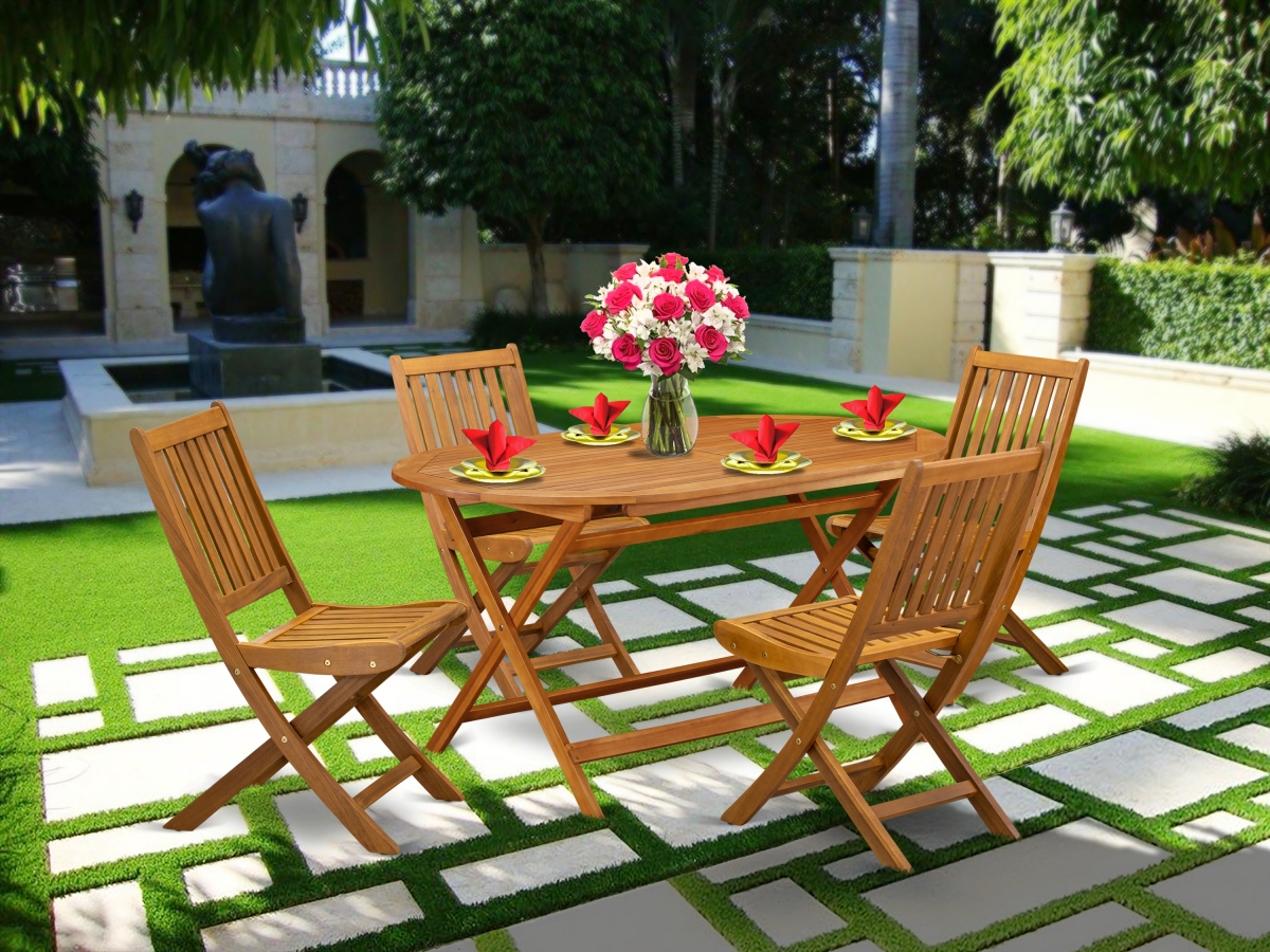 5 Piece Denison Outdoor Dining Table Set - Natural Oil