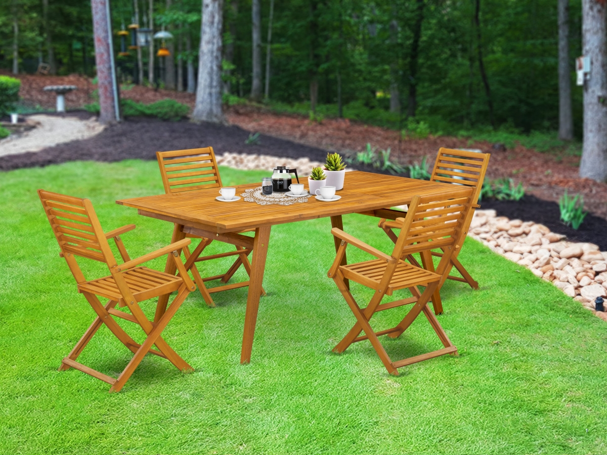 5 Piece Denison Outdoor Dining Table Set - Natural Oil