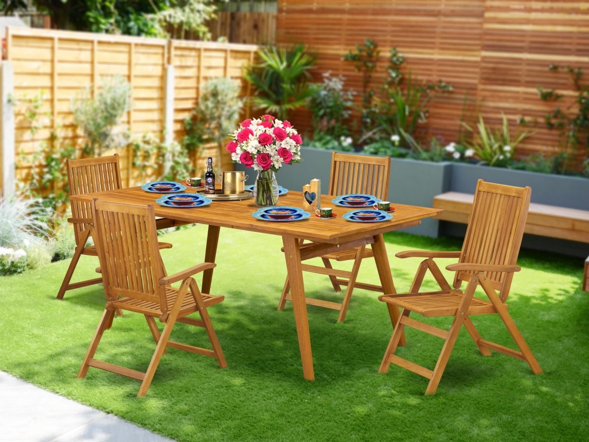 5 Piece Denison Small Patio Table Set - Natural Oil