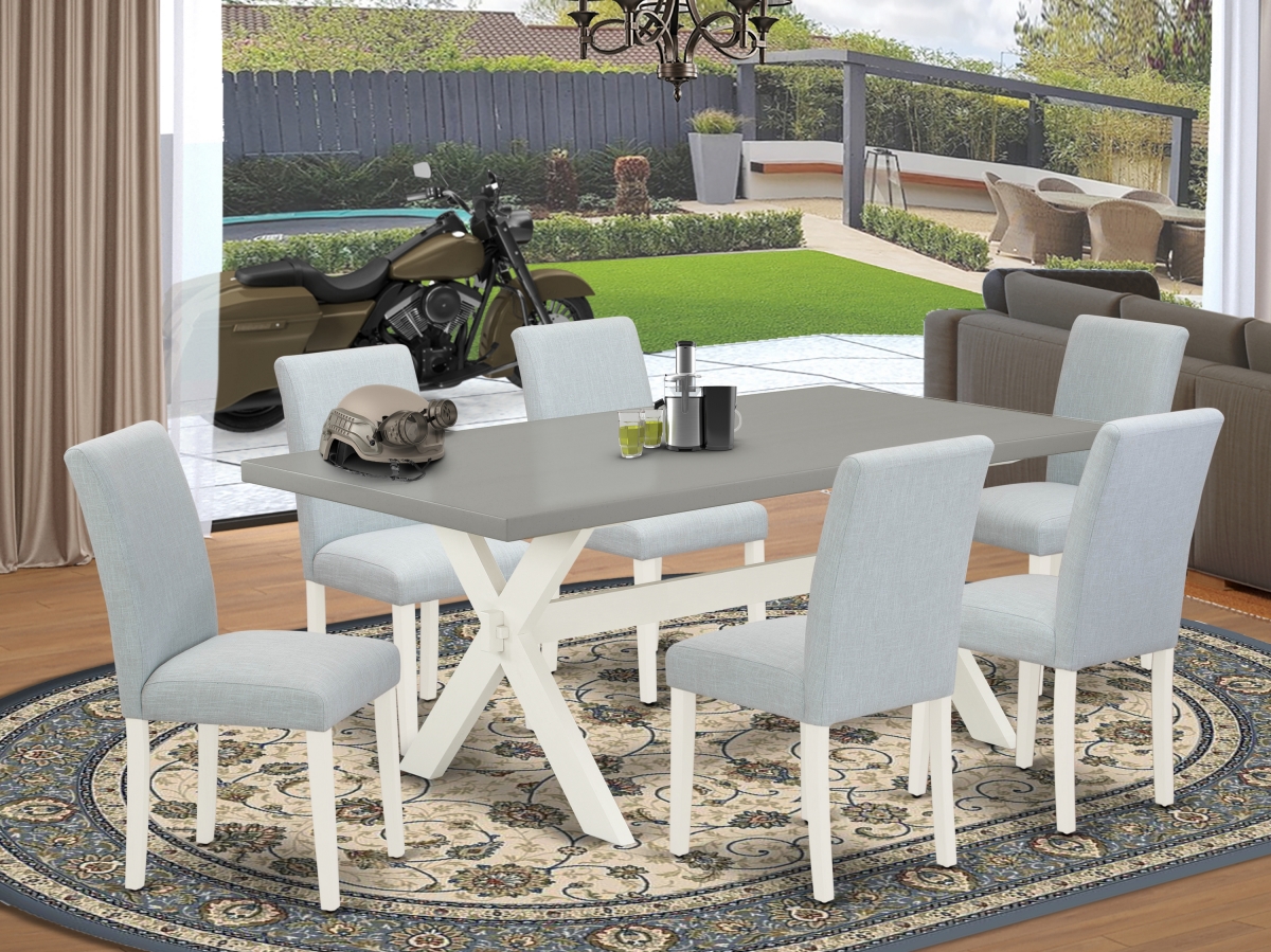 7 Piece X-Style Kitchen Table Set - Linen White