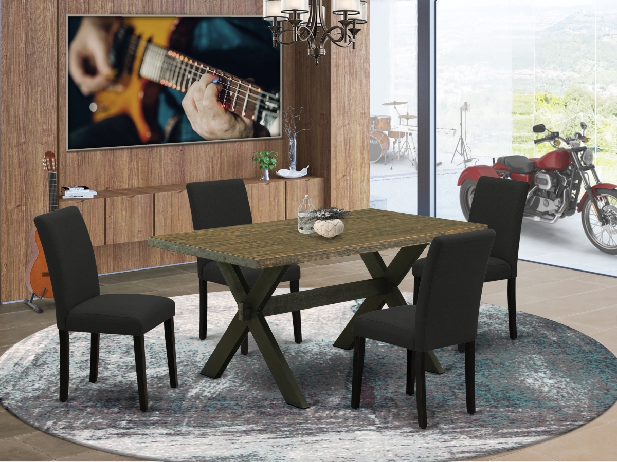 5 Piece X-Style Kitchen Table Set - Black