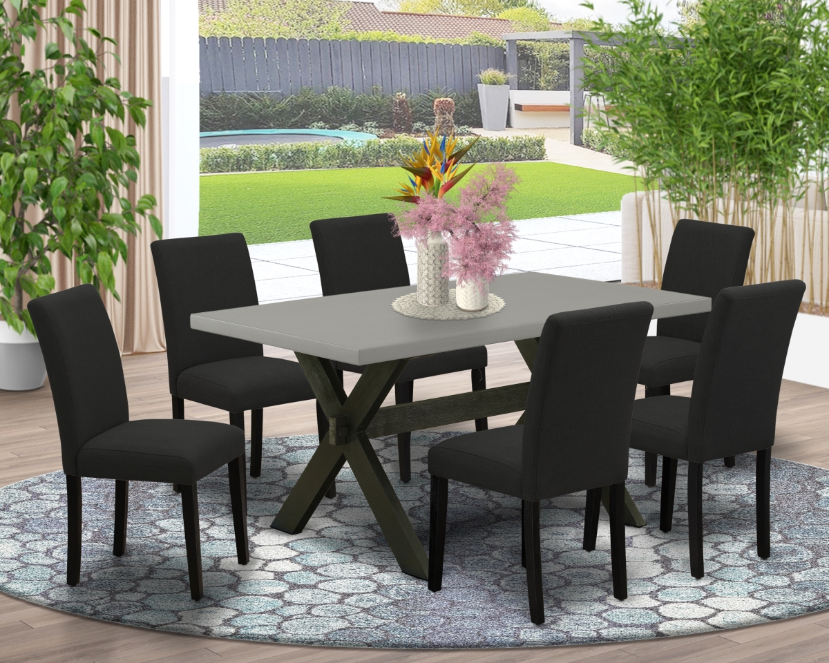 7 Piece X-Style Dining Table Set - Black