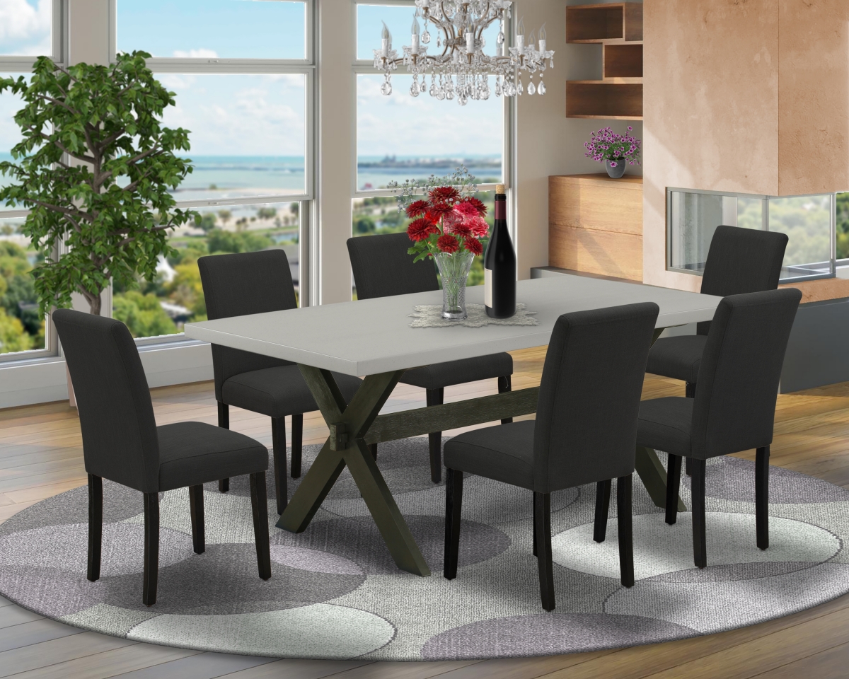 7 Piece X-Style Kitchen Table Set - Black