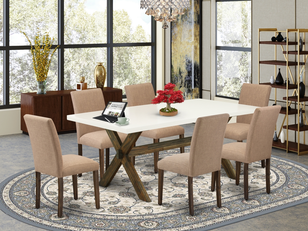 7 Piece X-Style Kitchen & Dining Room Set - Distressed Jacobean