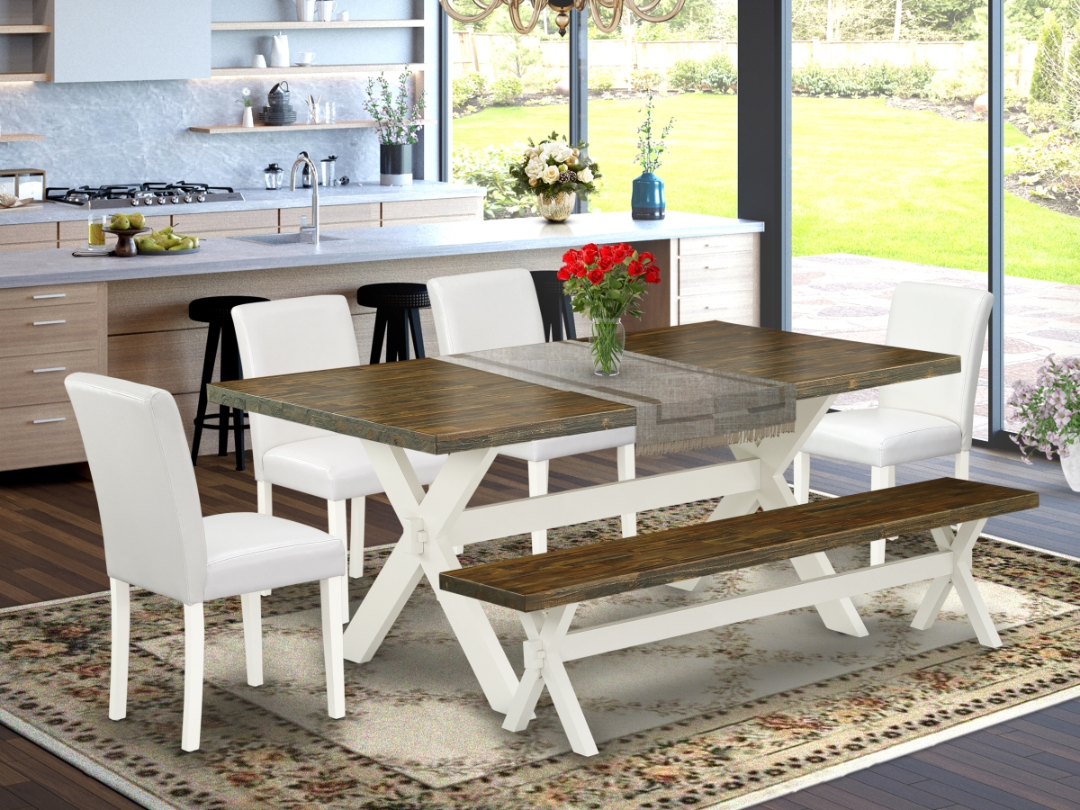 6 Piece X-Style Stylish Kitchen Table Set - Linen White
