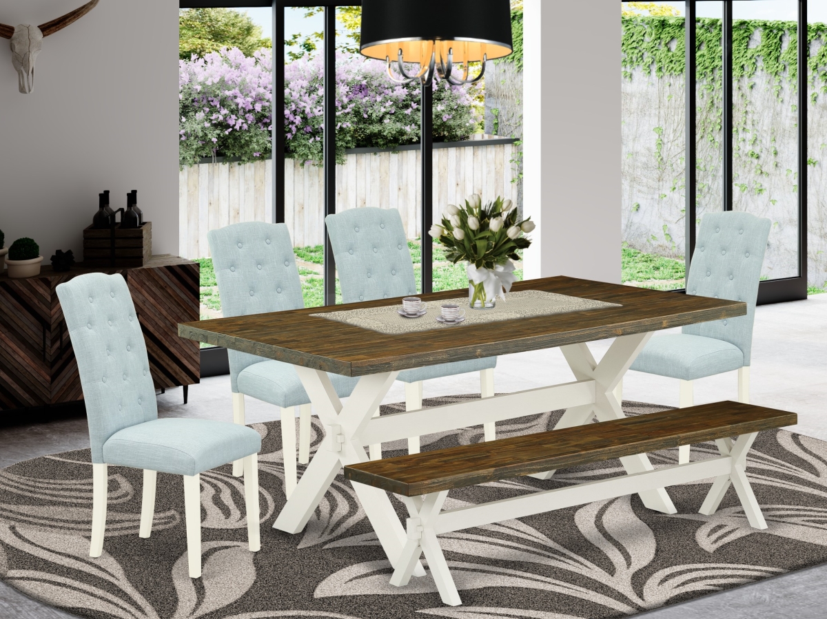 6 Piece X-Style Kitchen & Dining Room Set - Linen White