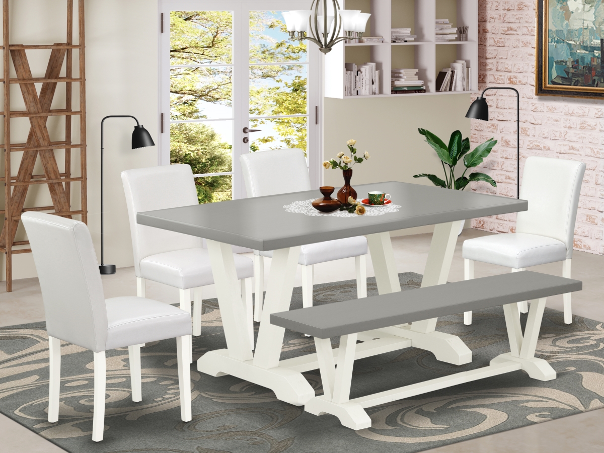 6 Piece V-Style Gorgeous Dining Set - Linen White