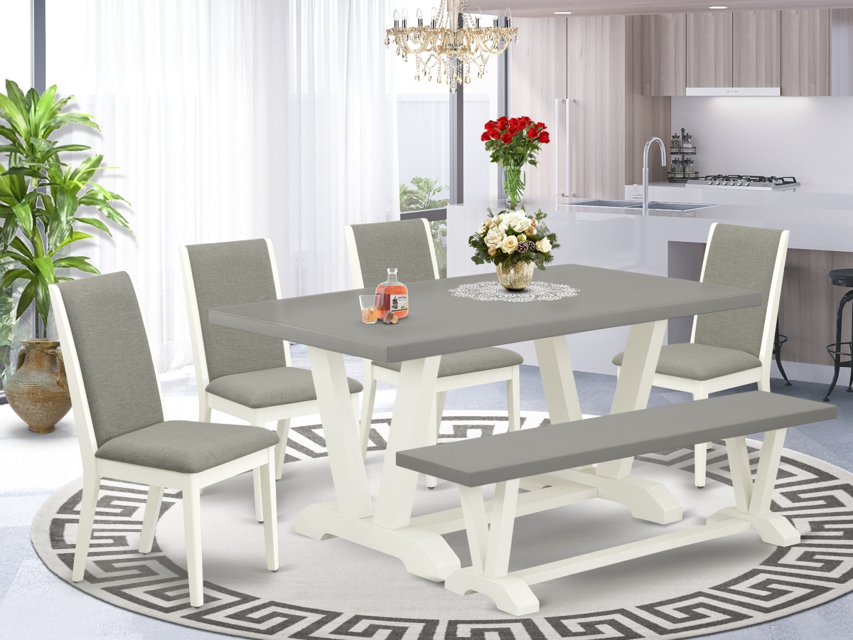 6 Piece V-Style Stylish Dining Set - Linen White