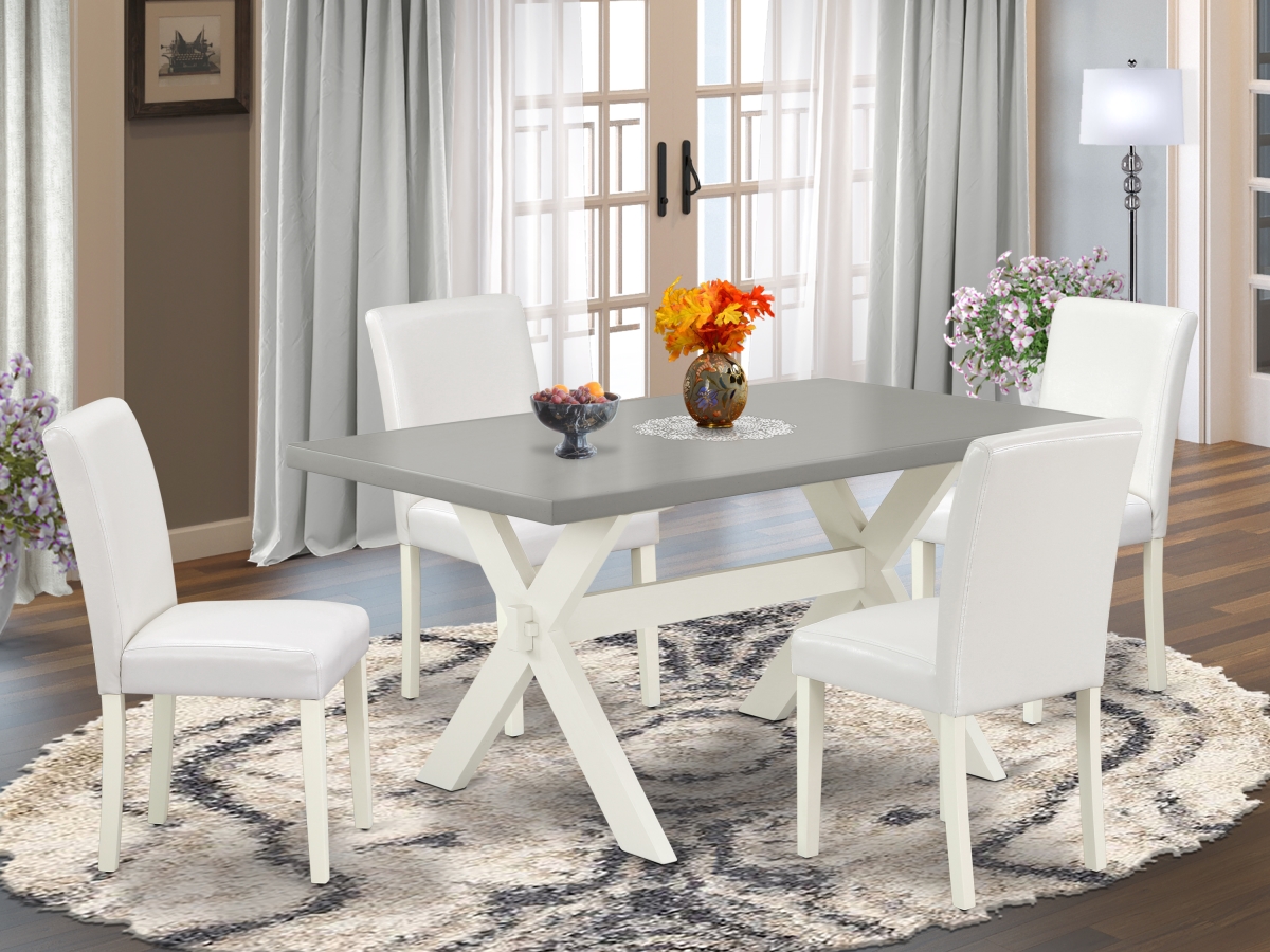 5 Piece X-Style Fashionable Modern Dining Table Set - Linen White