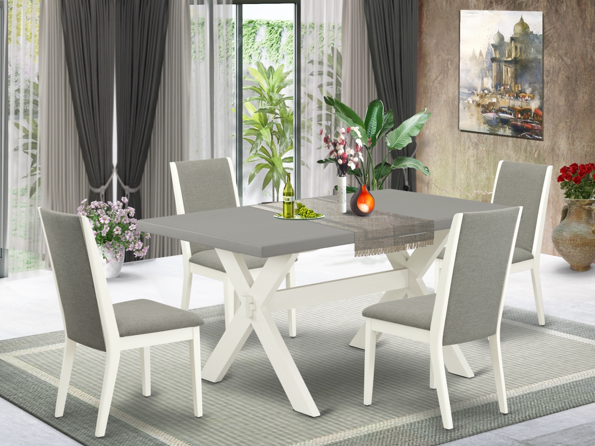 5 Piece X-Style Amazing Dining Room Table Set - Linen White