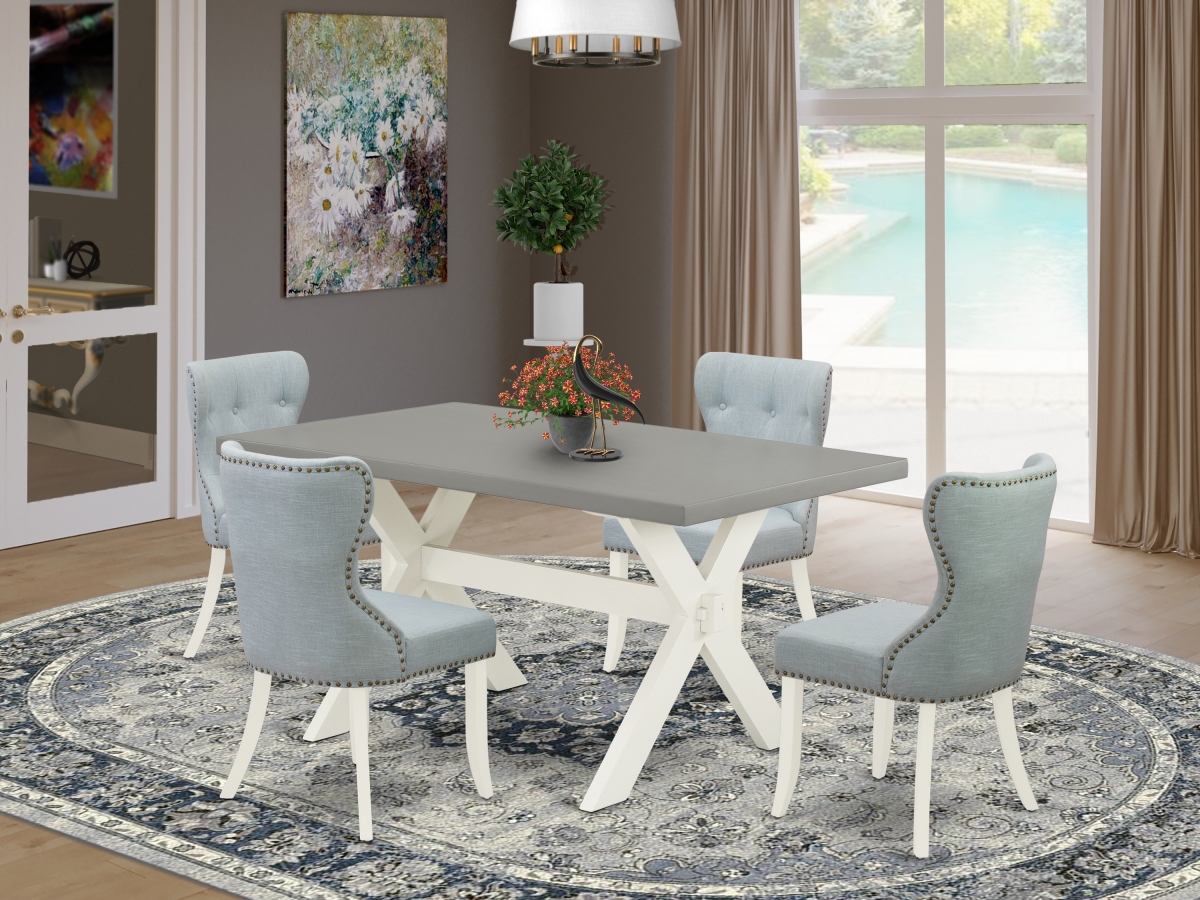 5 Piece X-Style Kitchen Dining Room Set - Linen White