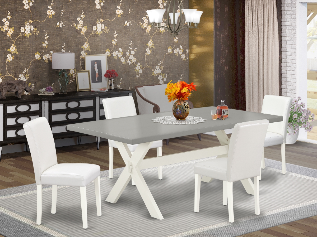 5 Piece X-Style Stylish Dining Room Table Set - Linen White