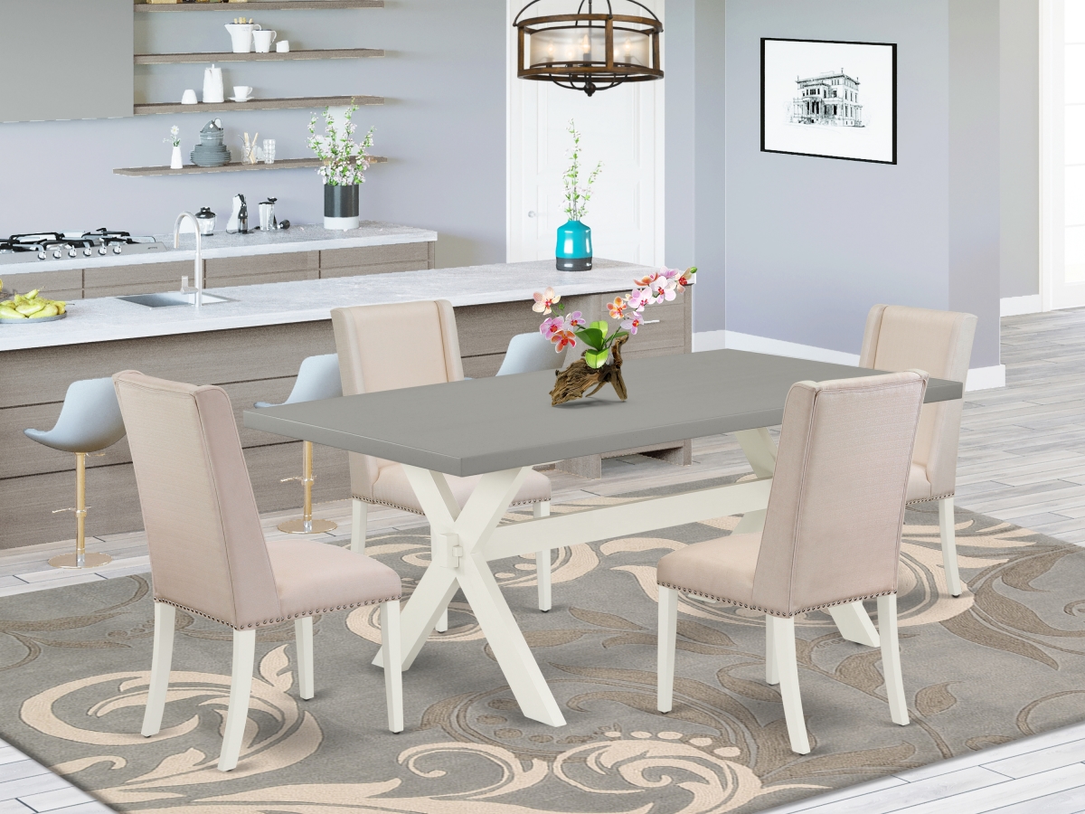 5 Piece X-Style Modern Dinette Set - Linen White