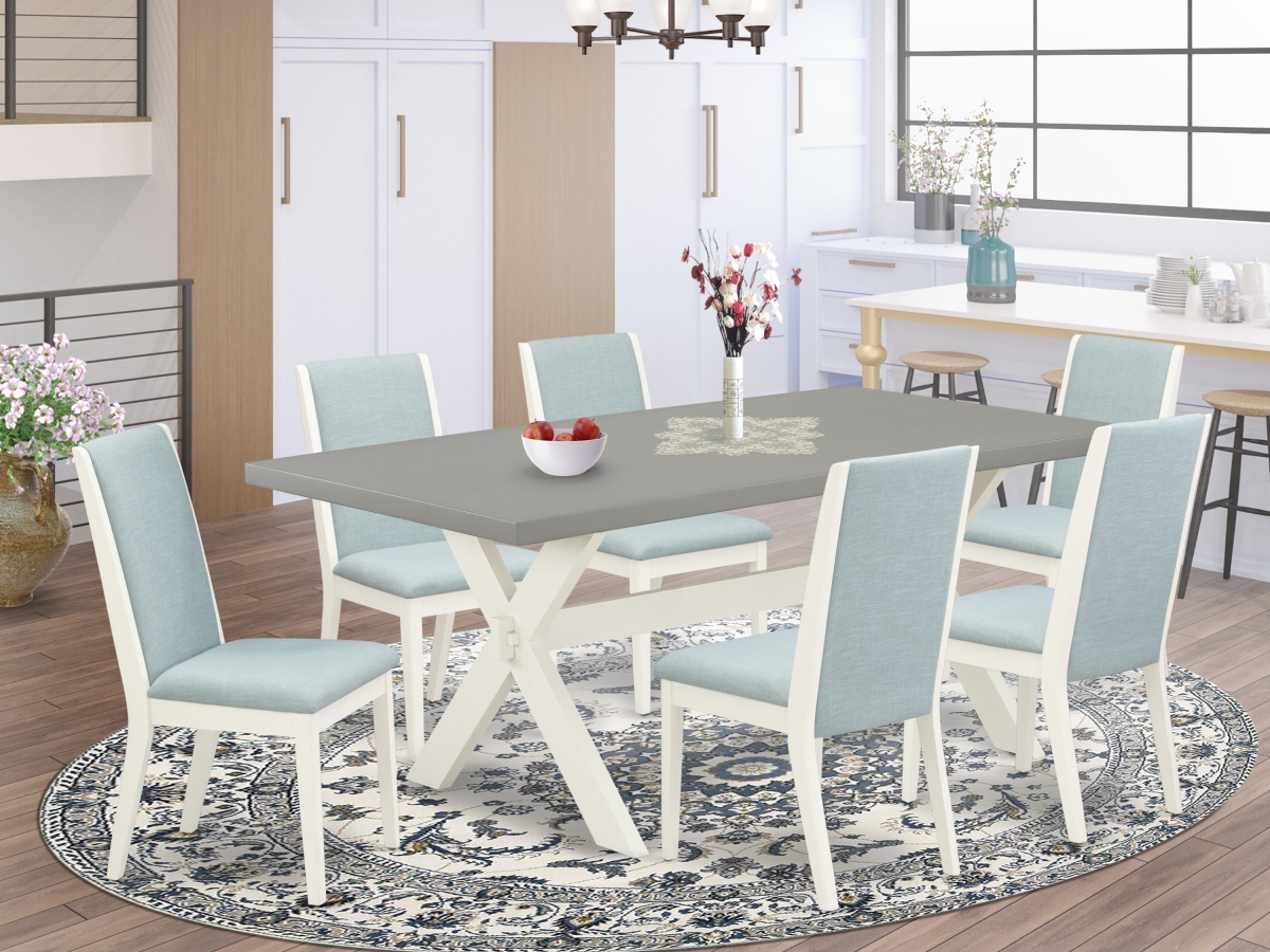 7 Piece X-Style Modern Kitchen Table Set - Linen White