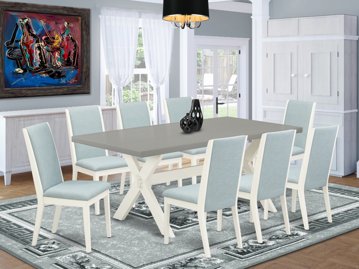 9 Piece X-Style Beautiful Dining Table Set - Linen White