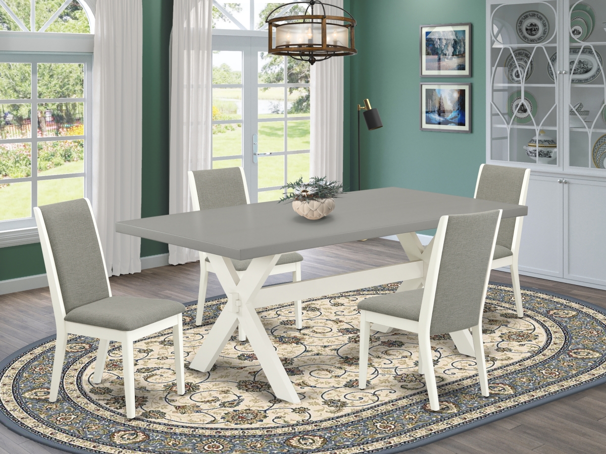 5 Piece X-Style Fashionable Dining Room Table Set - Linen White