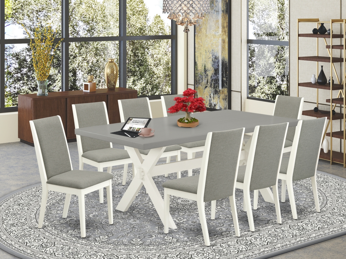 9 Piece X-Style Dining Room Set - Linen White