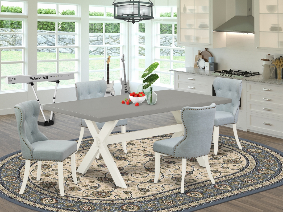 5 Piece X-Style Kitchen Dining Room Set - Linen White