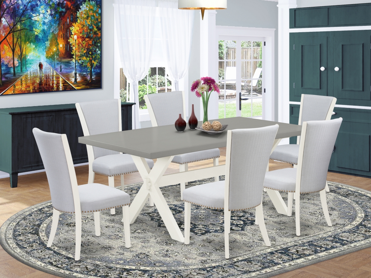 X097VE005-7 7 Piece X-Style Dining Room Set - Linen White -  East West Furniture