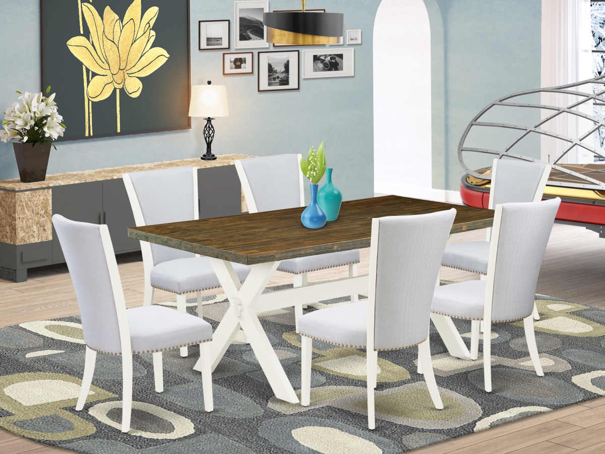7 Piece X-Style Dinette Set - Linen White
