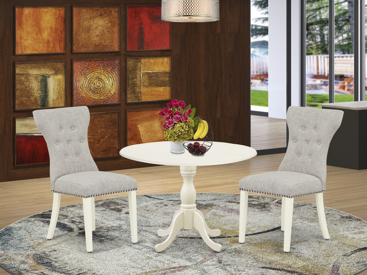DMGA3-LWH-35 3 Piece Dublin Kitchen Table Set - Linen White