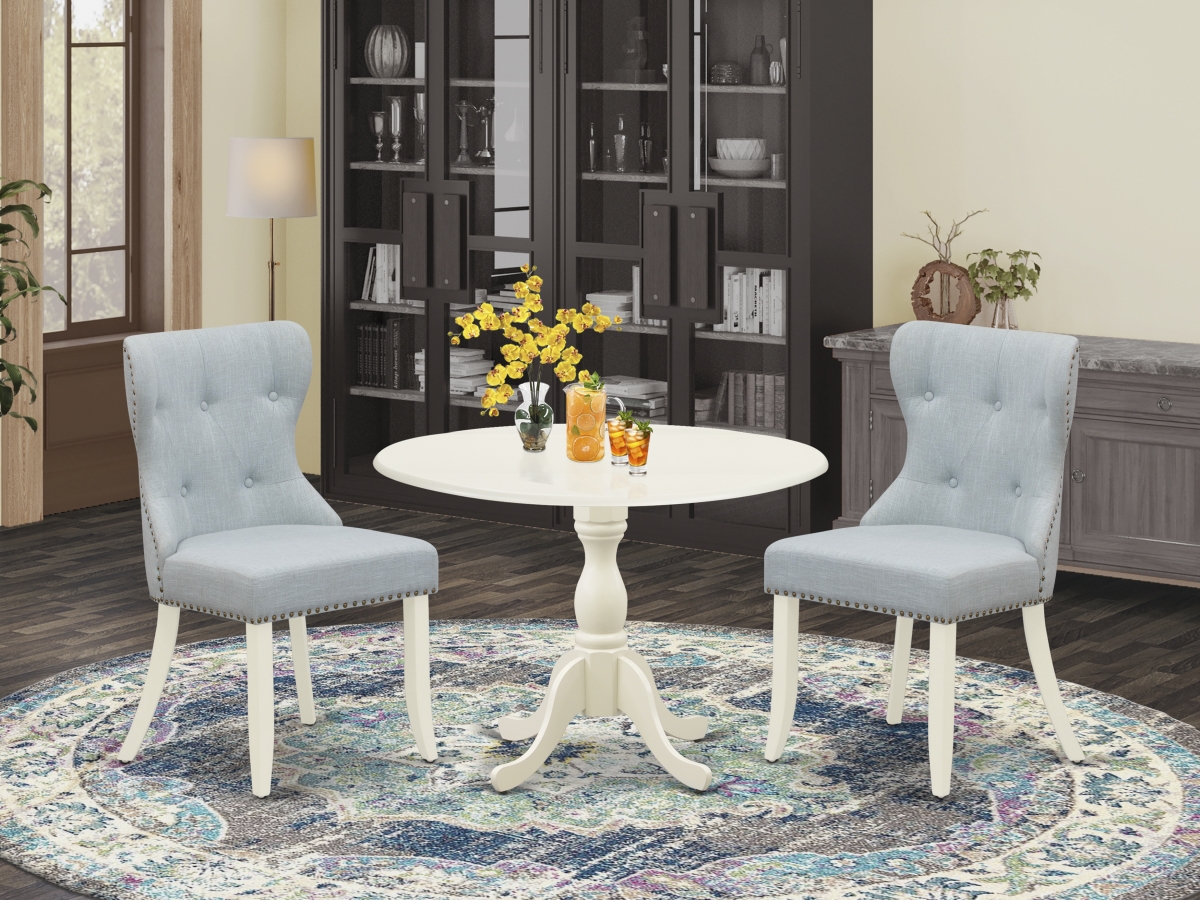 3 Piece Dublin Kitchen Table Set - Linen White