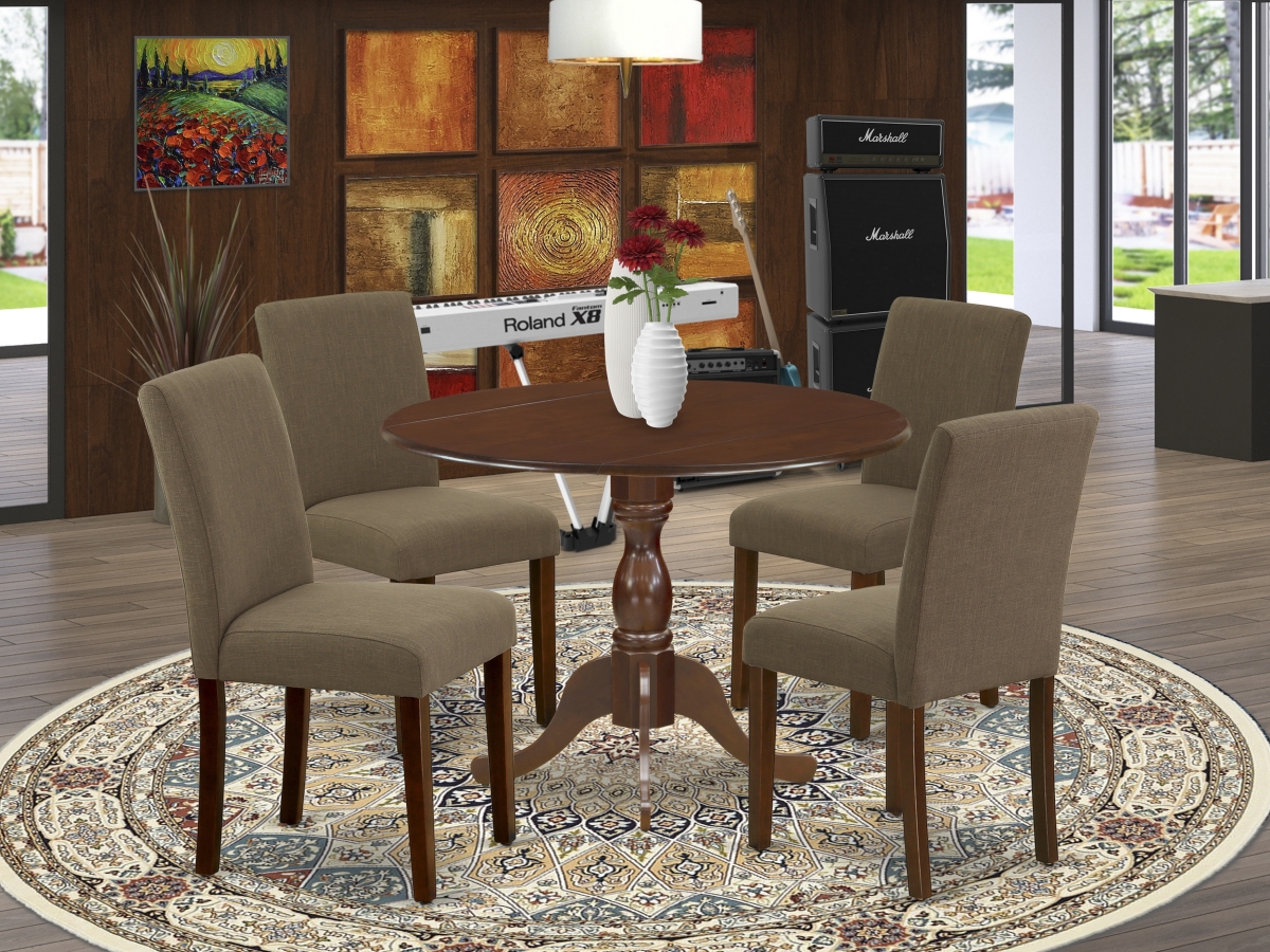 5 Piece Dublin Wood Dining Table Set - Mahogany
