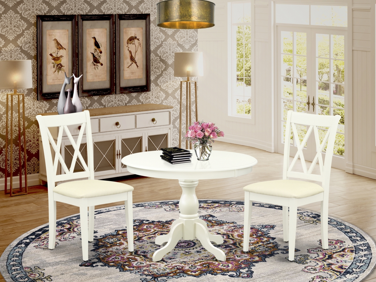 3 Piece Hartland Dining Table Set - Linen White