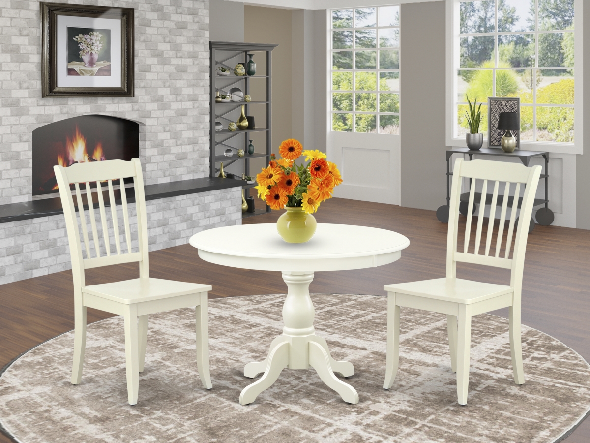 3 Piece Hartland Modern Dining Table Set - Linen White