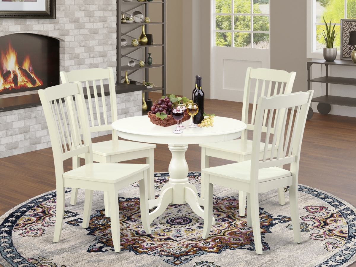 5 Piece Hartland Modern Dining Table Set - Linen White