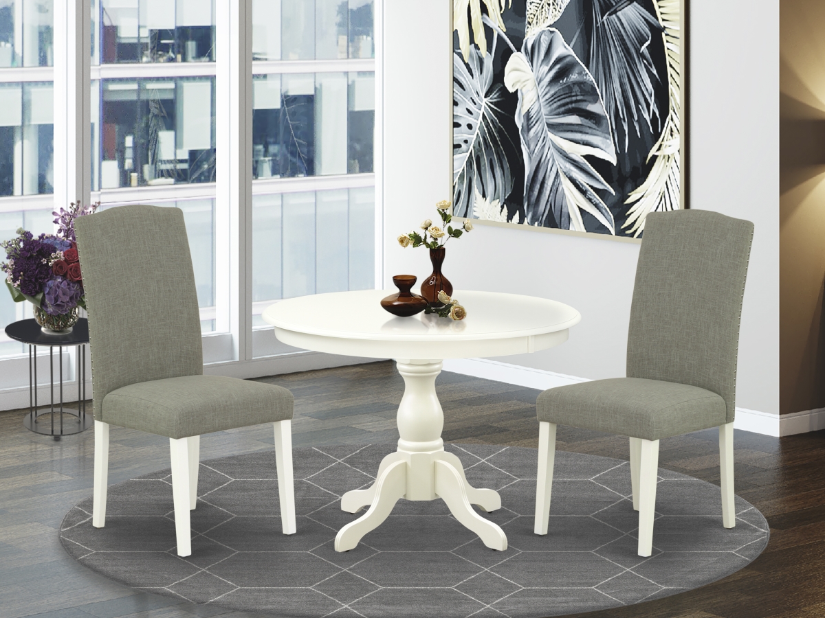 3 Piece Hartland Dining Room Table Set - Linen White