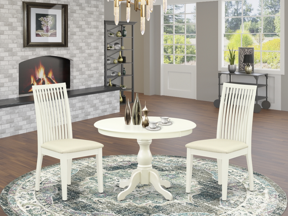 3 Piece Hartland Kitchen Dining Table Set - Linen White