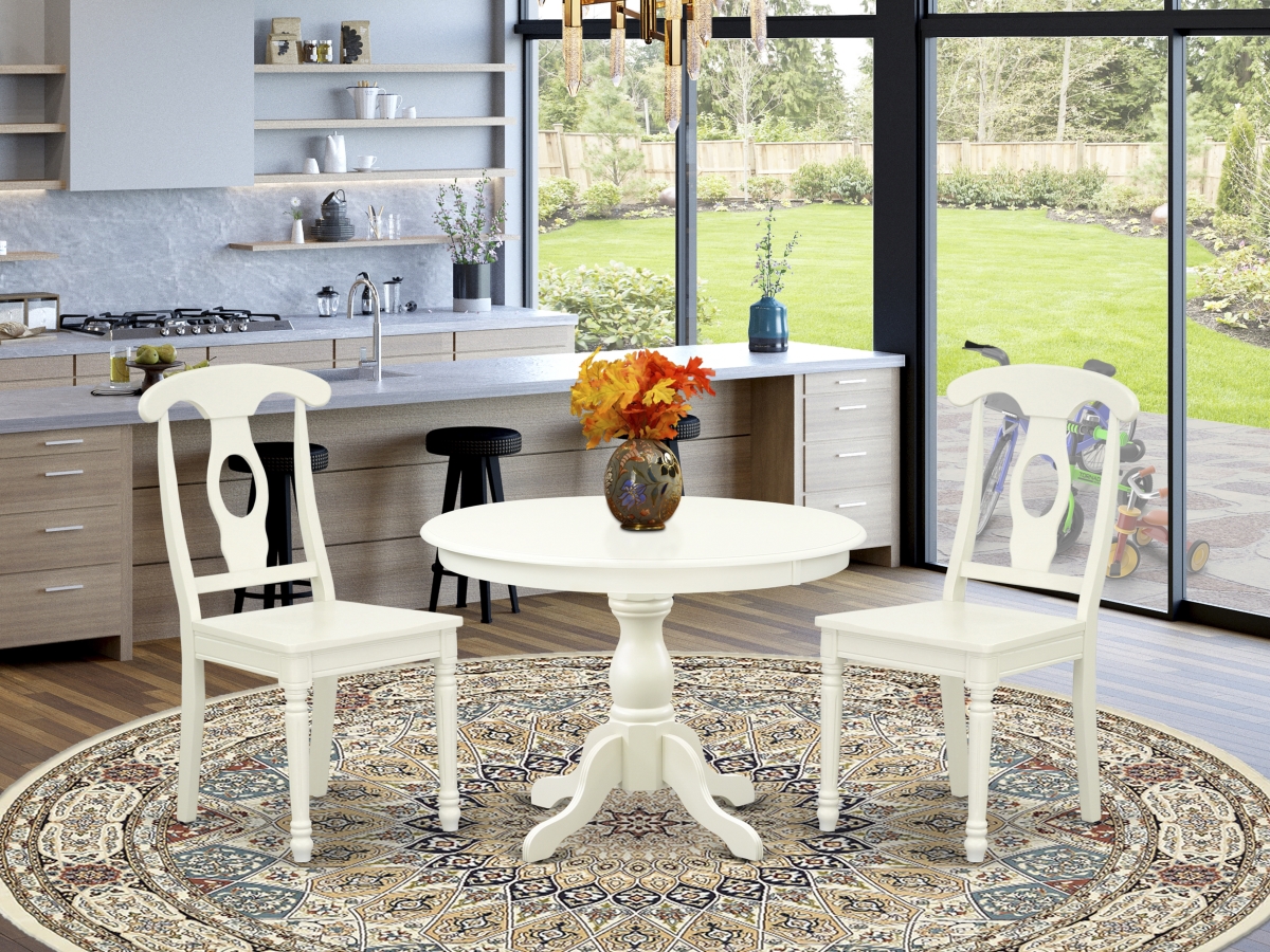 3 Piece Hartland Kitchen Dining Table Set - Linen White