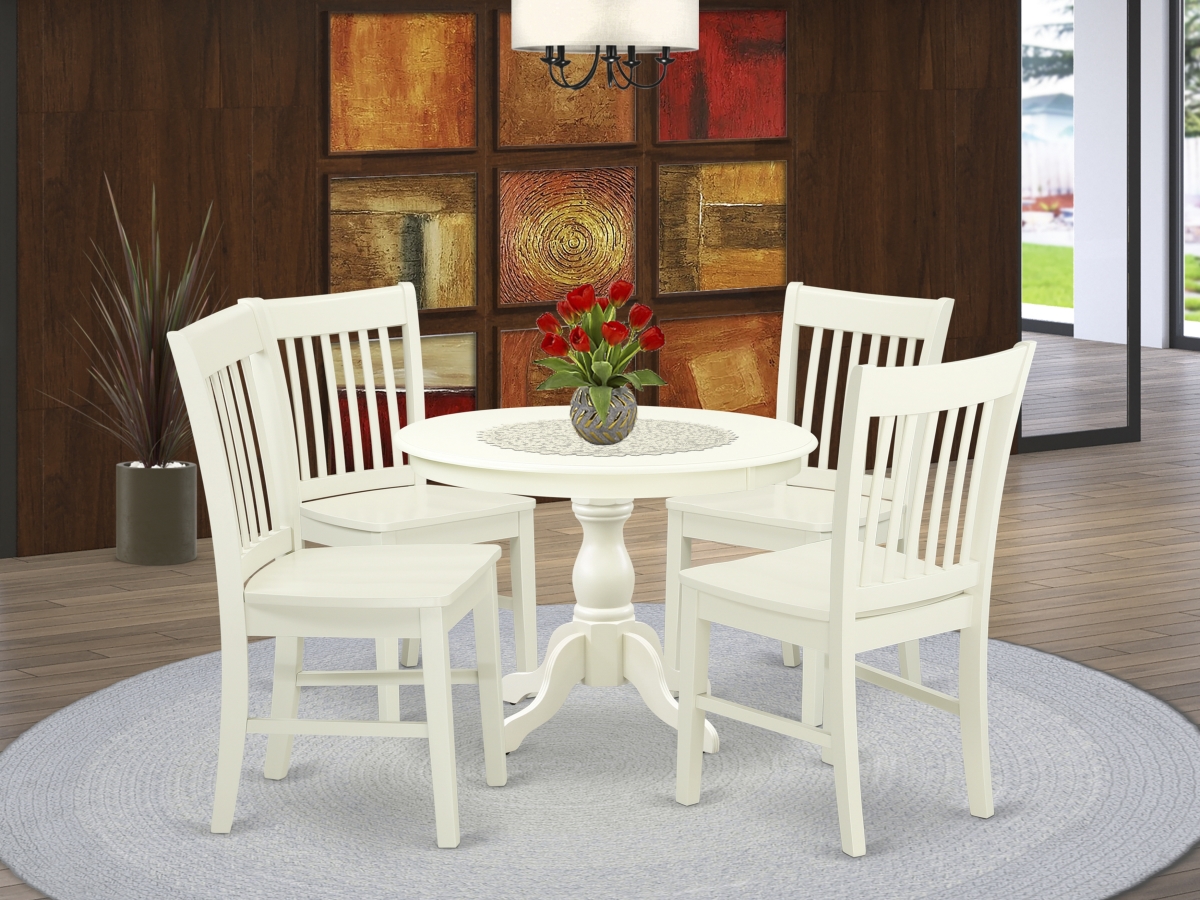 5 Piece Hartland Dining Room Table Set - Linen White