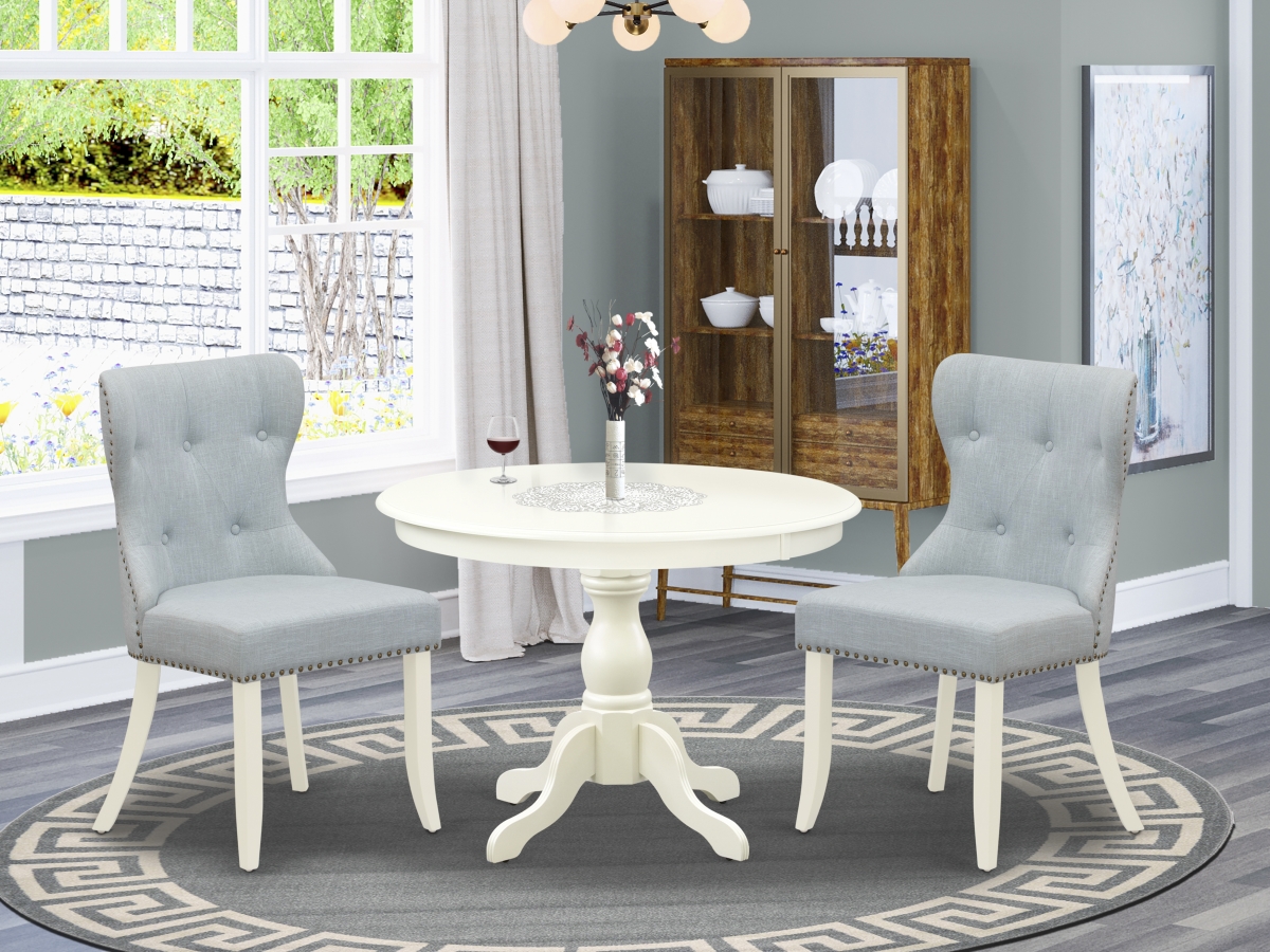 3 Piece Hartland Dining Table Set - Linen White