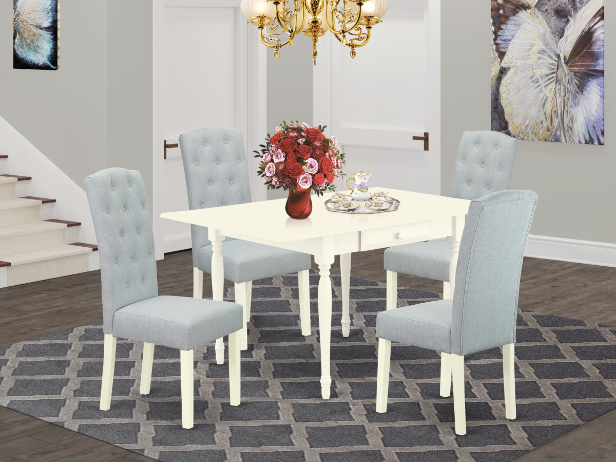 5 Piece Monza Dinette Set - Linen White & Baby Blue