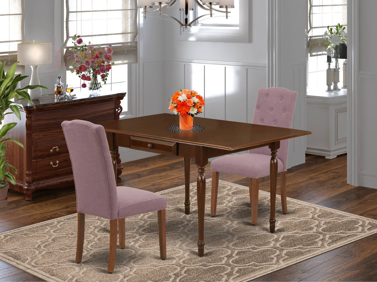 3 Piece Monza Dining Room Table Set - Mahogany & Dahlia