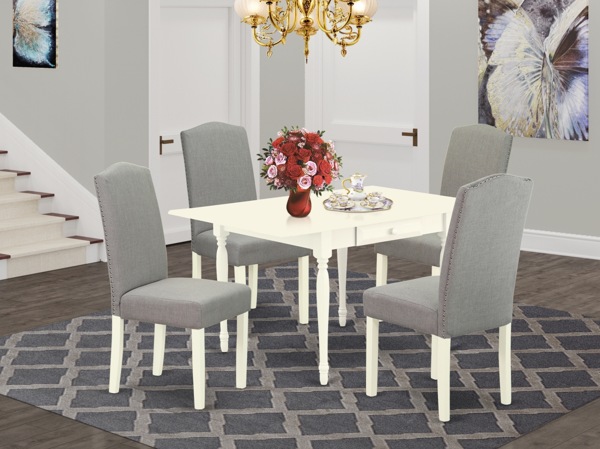 5 Piece Monza Modern Dining Table Set - Linen White & Shitake