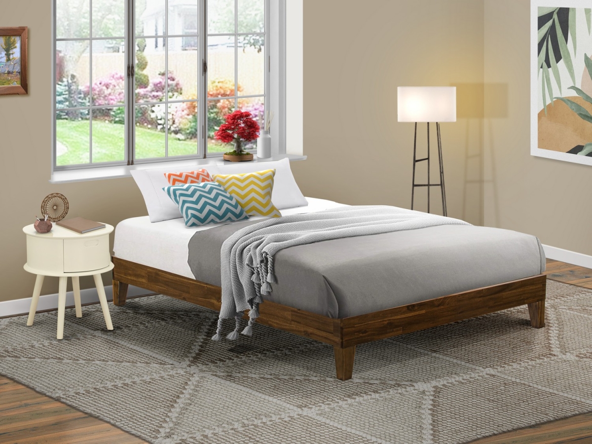 Queen Size Bed Frame with 4 Solid Wood Legs & 2 Extra Center Legs - Walnut